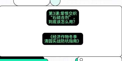 第3节：【核武药剂】爱恨交织的&ldquo;石硫合剂&rdquo;，到底该怎么用？，课程：《经济作物冬季清园&middot;实战防坑指南》#识农AI