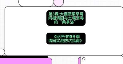 第8节：【大棚蔬菜草莓】闷棚清园与土壤消毒的&ldquo;桑拿浴&rdquo;，课程：《经济作物冬季清园&middot;实战防坑指南》#识农AI